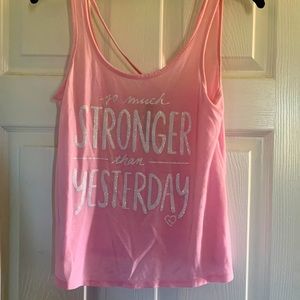 Light pink tank top “So much stronger than yesterday”